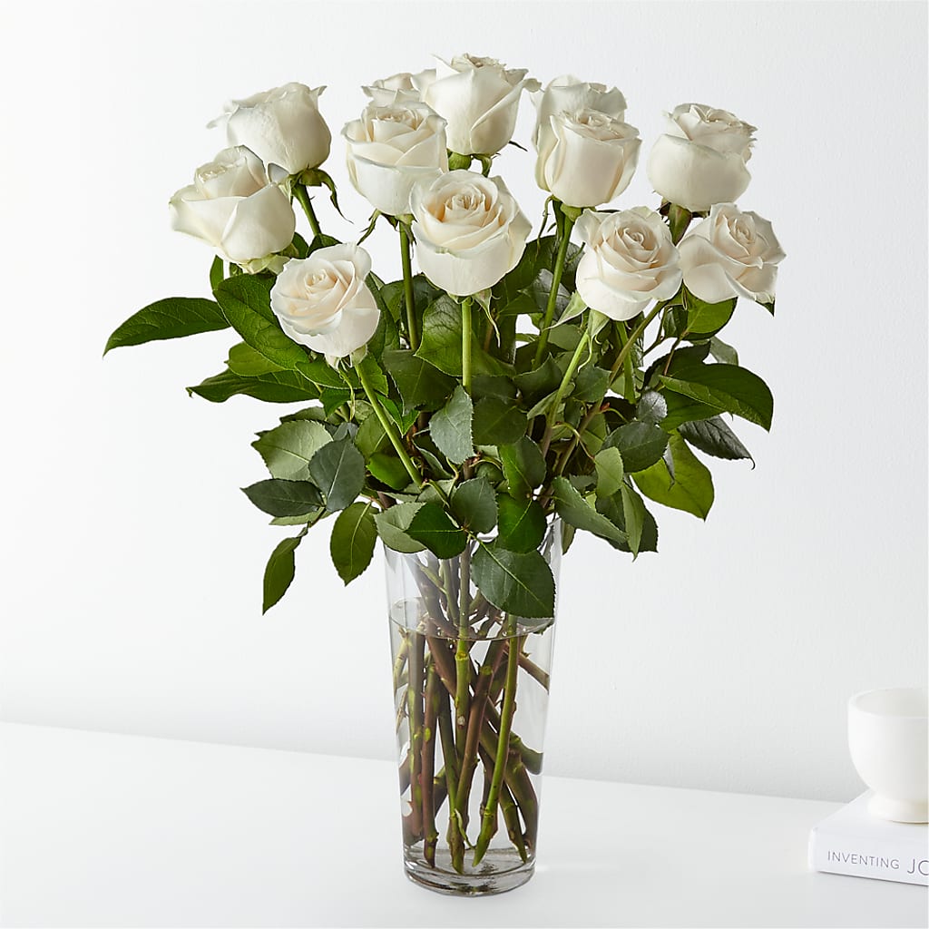 Long Stem White Rose Bouquet – Portage Florals, Portage PA