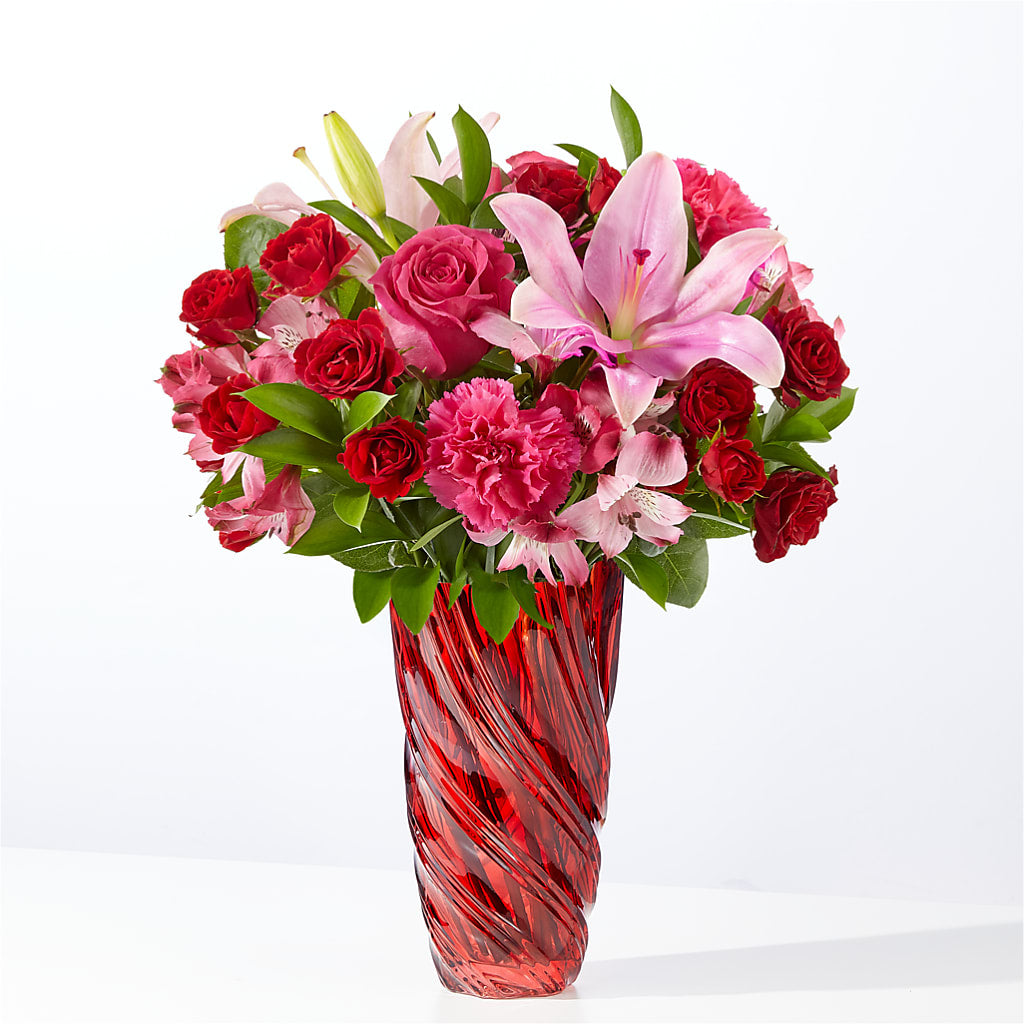 In Love Bouquet with Luxe Swirl Vase – Portage Florals, Portage PA