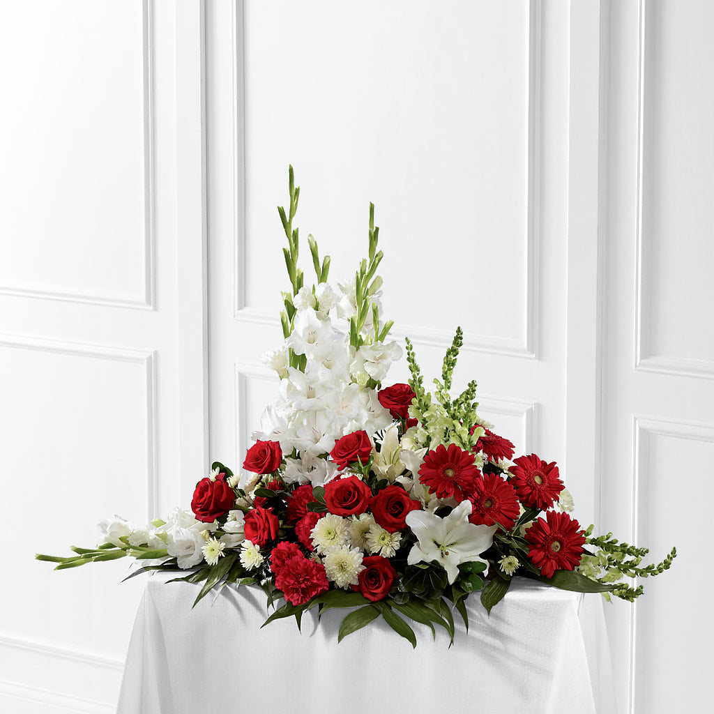 Crimson & White Arrangement – Portage Florals, Portage PA