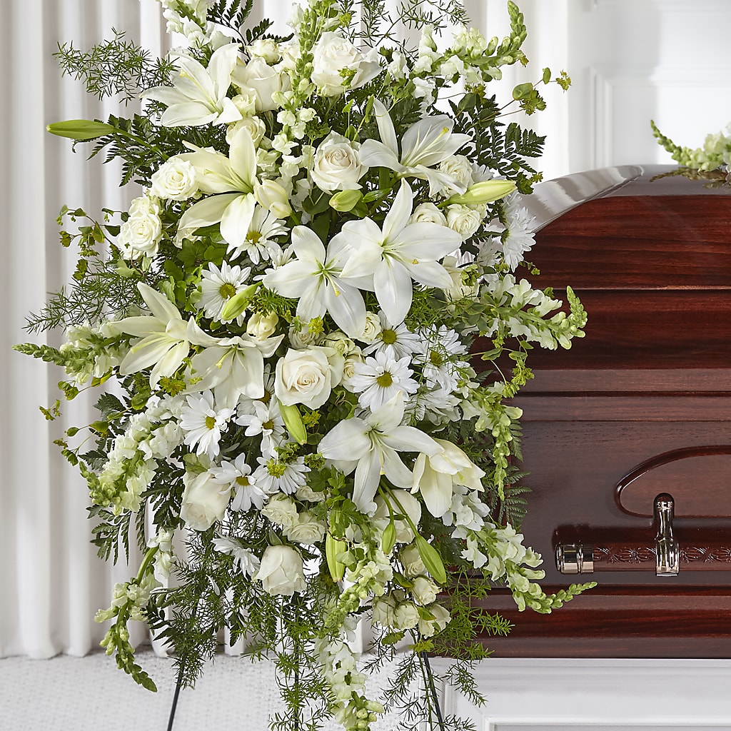 Loving Thoughts Standing Spray – Portage Florals, Portage PA