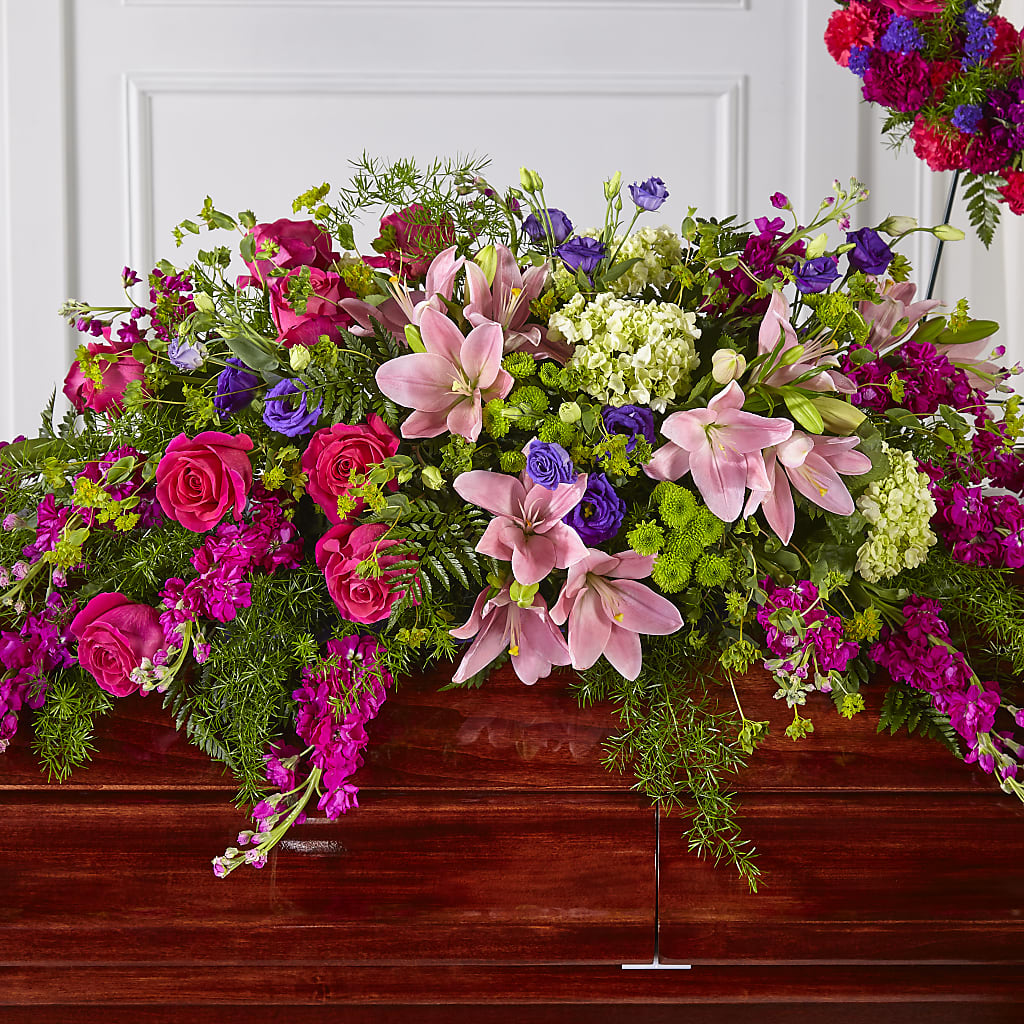 Radiant Tribute Casket Spray – Portage Florals, Portage PA