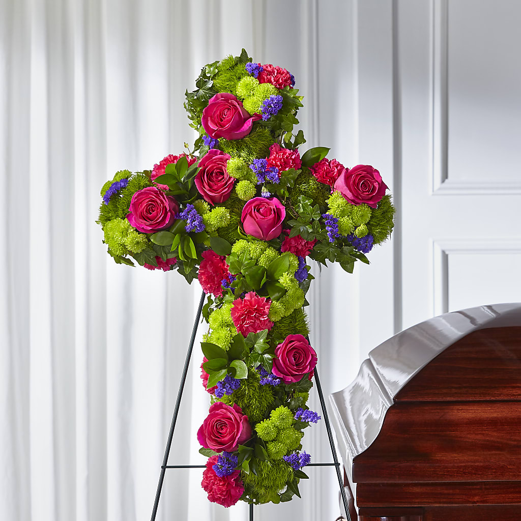 Tribute Rose Floral Cross – Portage Florals, Portage PA