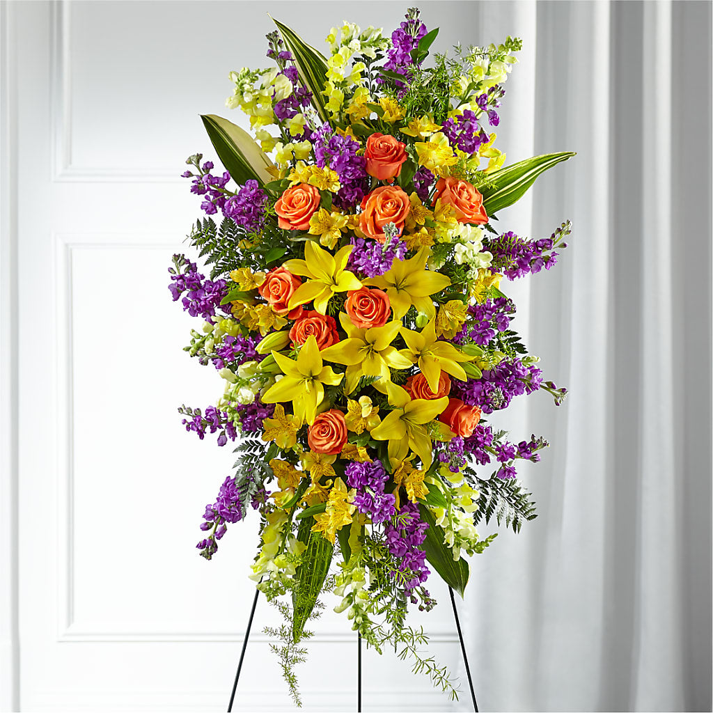 Thoughtful Prayers Standing Spray – Portage Florals, Portage PA