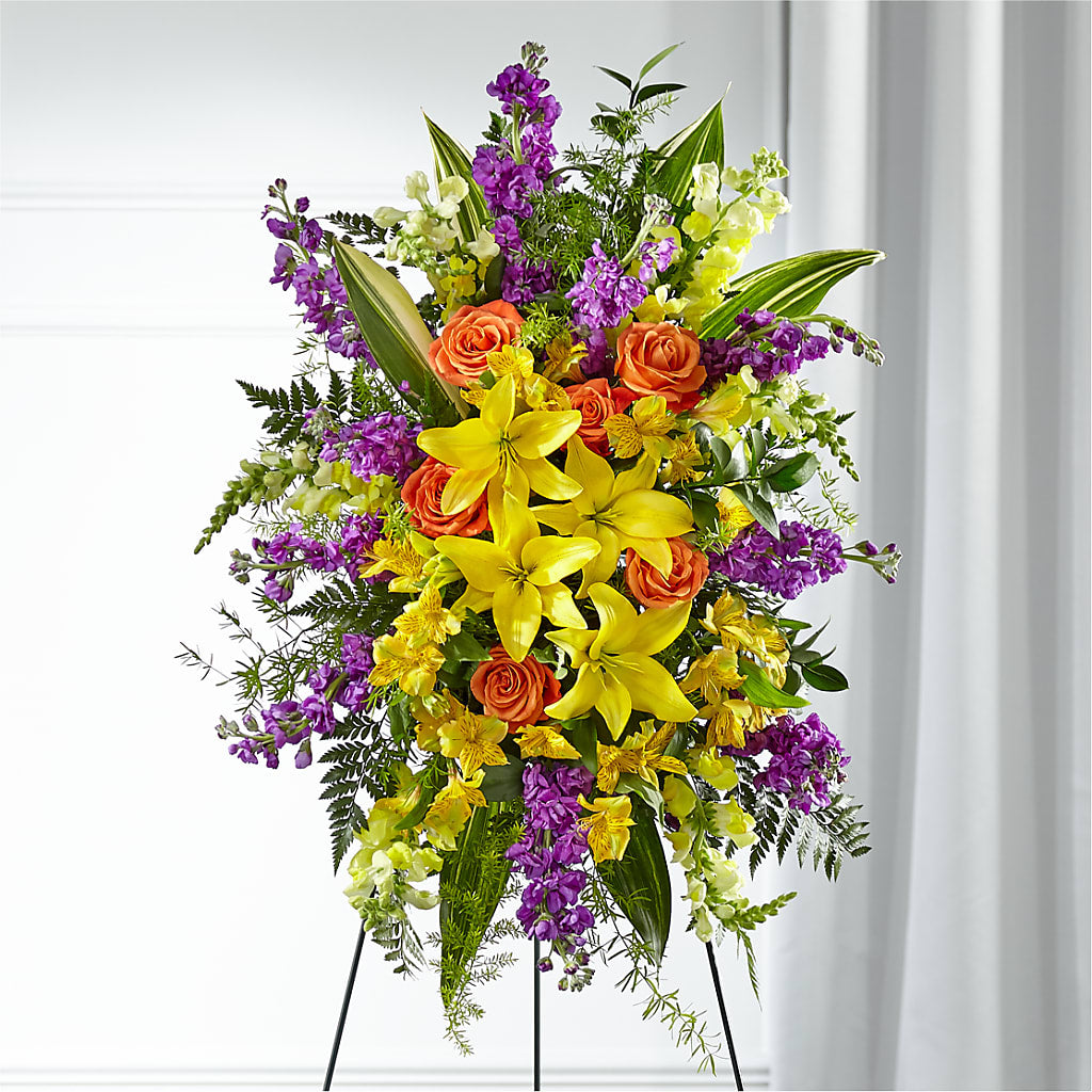 Thoughtful Prayers Standing Spray – Portage Florals, Portage PA