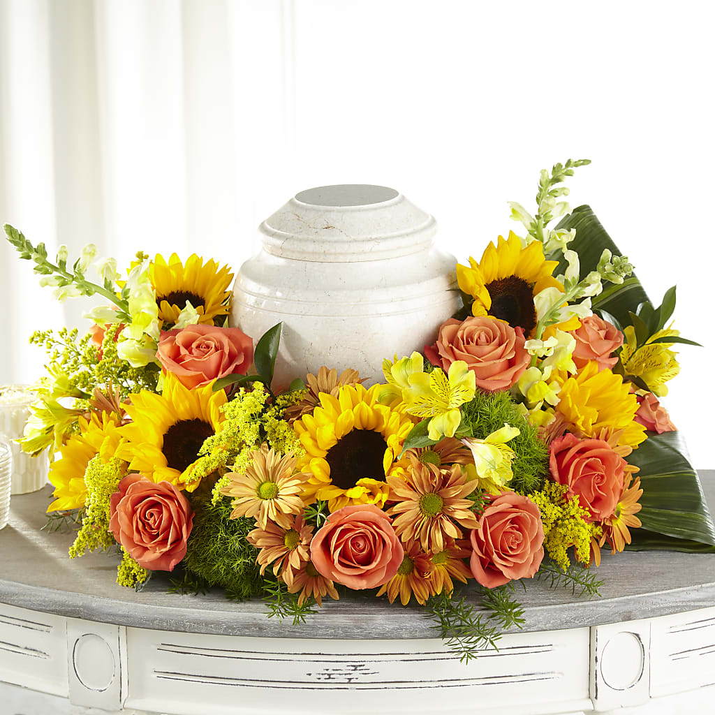 Faithful Sunflower Cremation Adornment – Portage Florals, Portage PA
