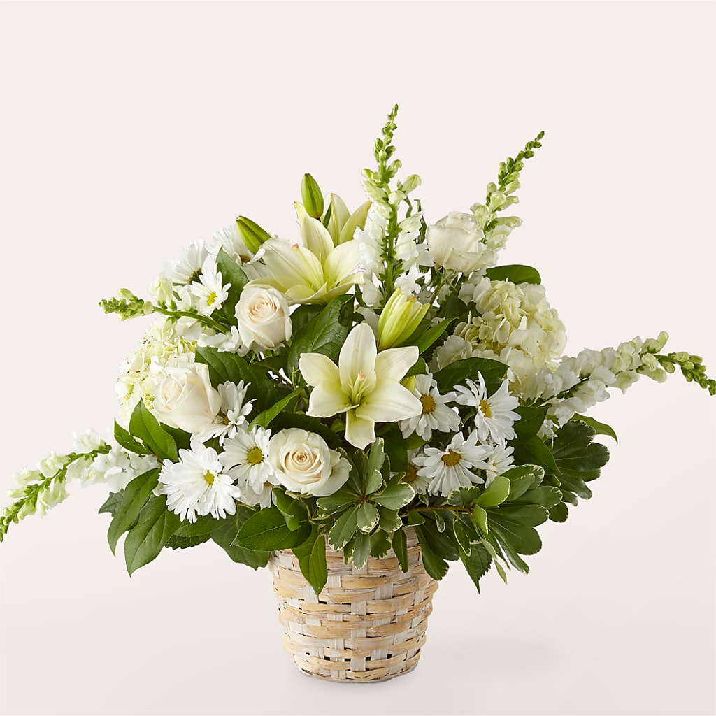 Ivory Elegance Floral Basket – Portage Florals, Portage PA