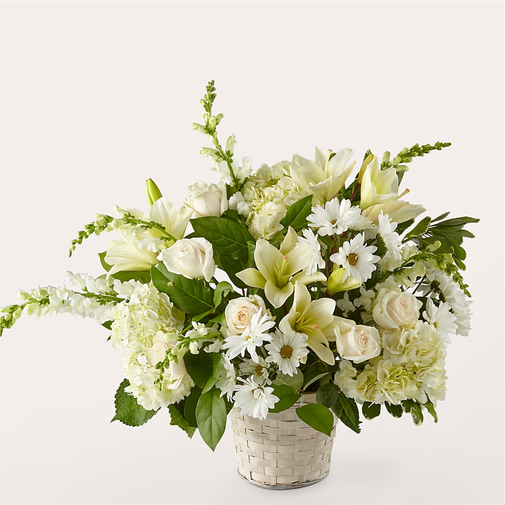 Ivory Elegance Floral Basket – Portage Florals, Portage PA