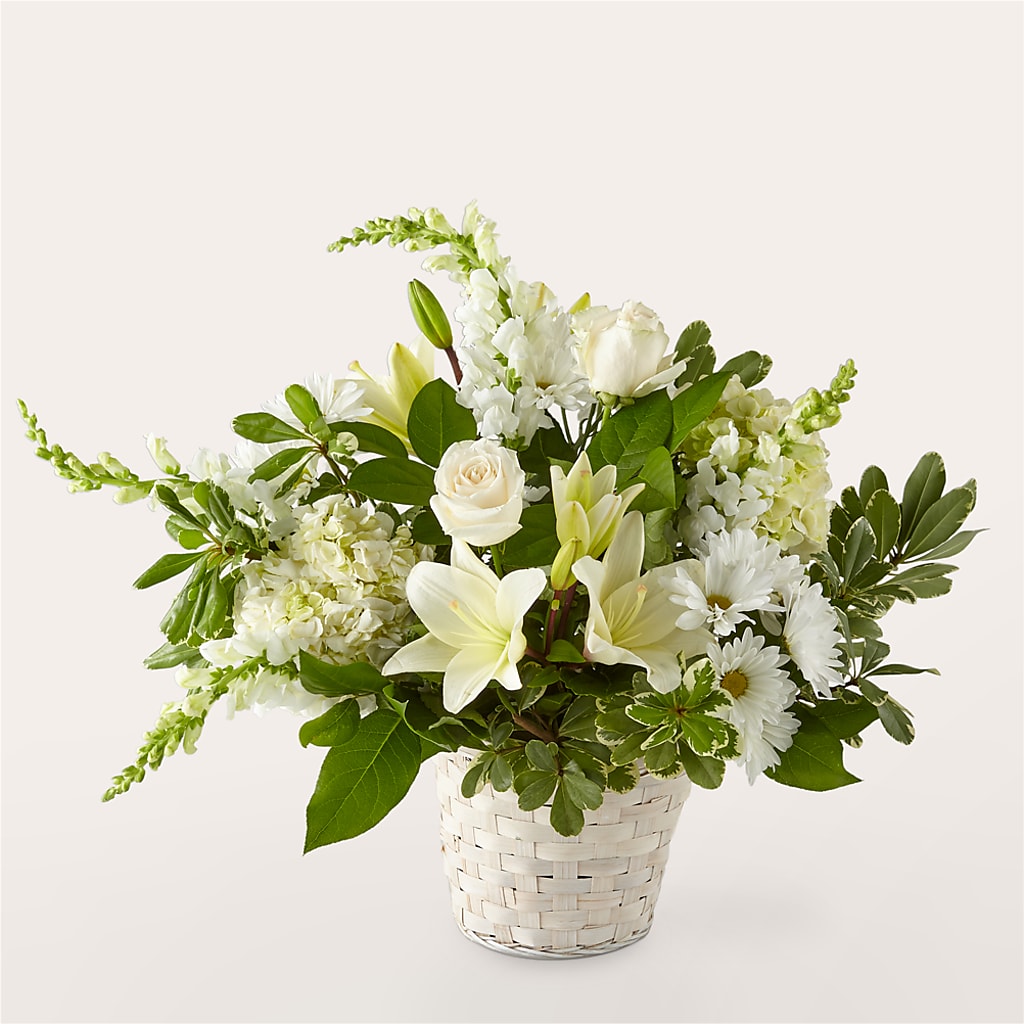 Ivory Elegance Floral Basket – Portage Florals, Portage PA
