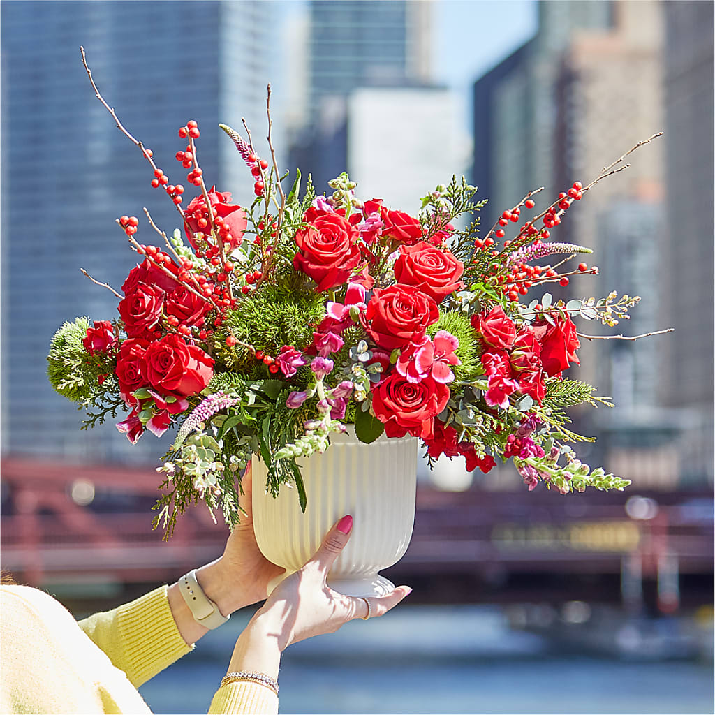 Big Red Bow Bouquet –  Portage Florals, Portage PA