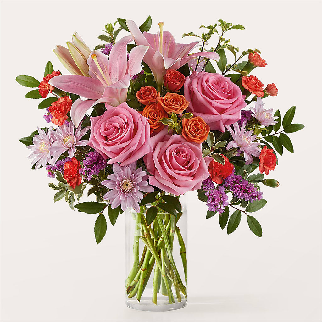 Sequins Bouquet – lavender, orange, pink flower arrangement