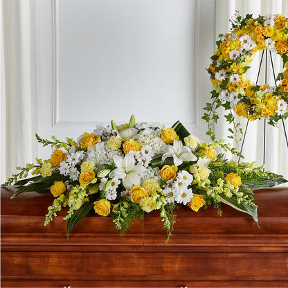 Golden Harmony Casket Spray –  Portage Florals, Portage PA