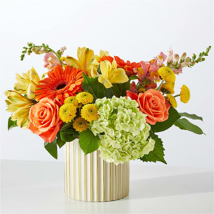 Autumn Sunshine Bouquet with Ivory Vase –  Portage Florals, Portage PA