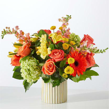 Autumn Sunshine Bouquet with Ivory Vase –  Portage Florals, Portage PA