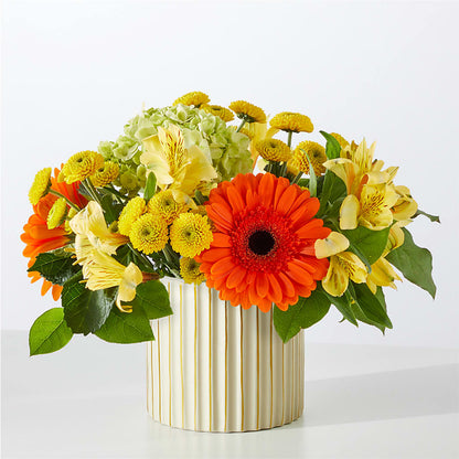 Autumn Sunshine Bouquet with Ivory Vase –  Portage Florals, Portage PA