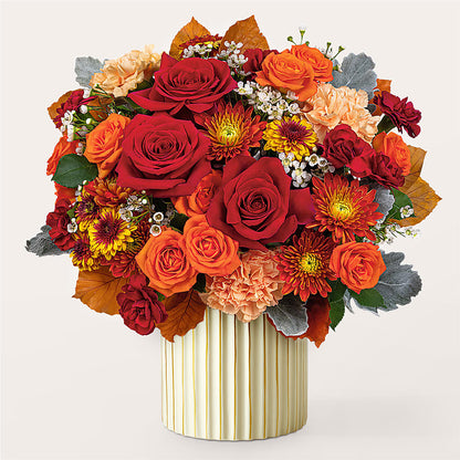 Merlot Bouquet with Ivory Vase –  Portage Florals, Portage PA