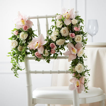 Orchid Rose Chair Décor –  Portage Florals, Portage PA